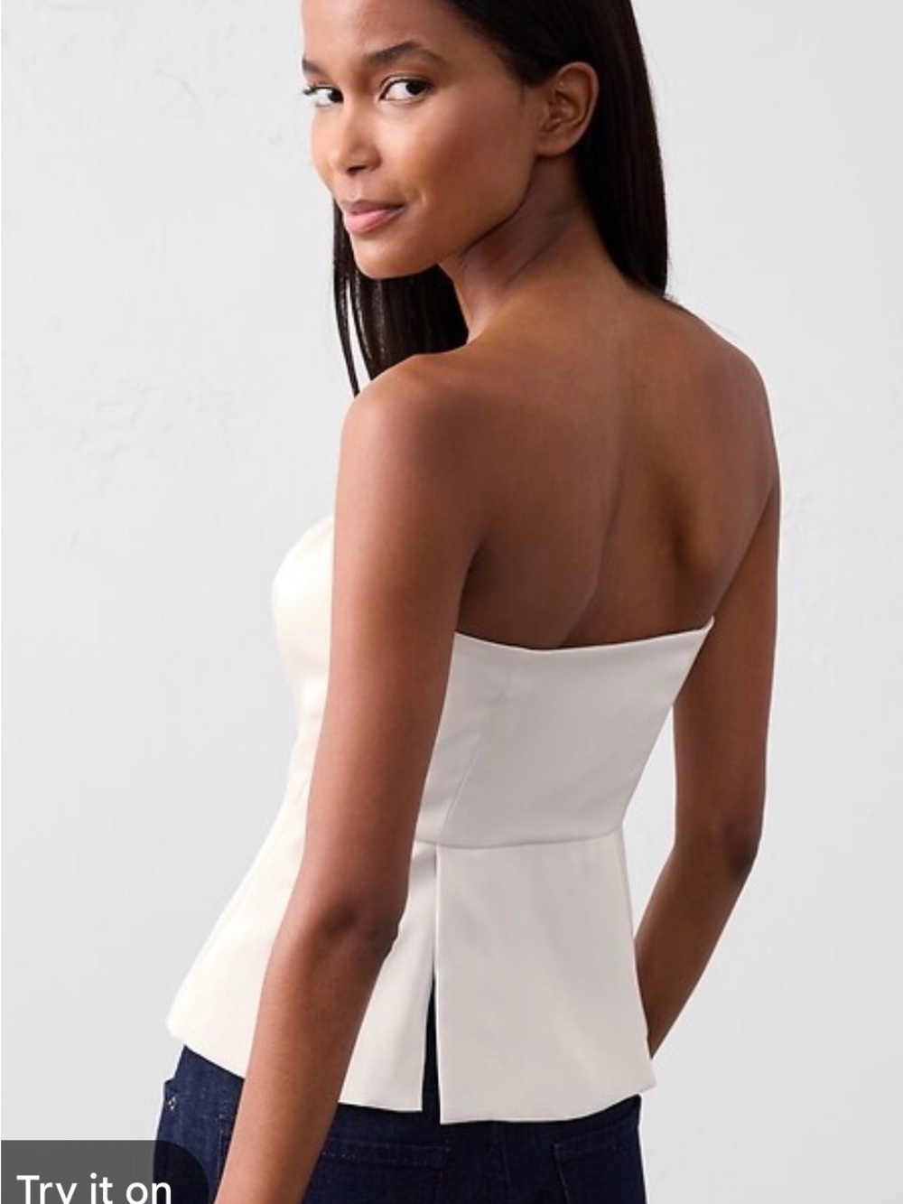 Banana republic size 2 Strapless Cream Peplum Top